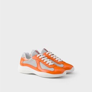 Prada White and Orange Low-Top Sneakers